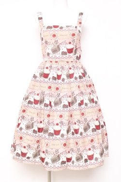 画像1: axes femme kawaii / お菓子柄ジャンパースカート M ピンク Y-26-01-31-103-AX-OP-SZ-ZY