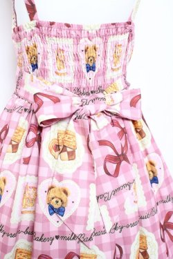 画像4: axes femme kawaii / ベアズベーカリー柄ジャンスカ M ピンク Y-26-01-31-104-AX-OP-SZ-ZY