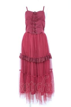 画像1: axes femme / コルセット風編上ジャンスカ F ワイン Y-26-01-31-108-AX-OP-SZ-ZY