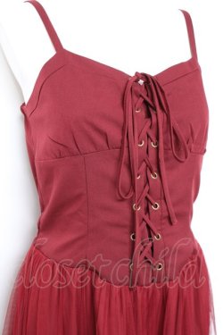 画像4: axes femme / コルセット風編上ジャンスカ F ワイン Y-26-01-31-108-AX-OP-SZ-ZY