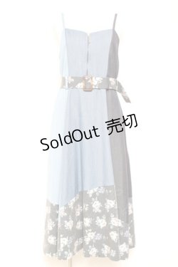 画像1: axes femme / パッチワークワンピース M 青 Y-26-01-31-109-AX-OP-SZ-ZY