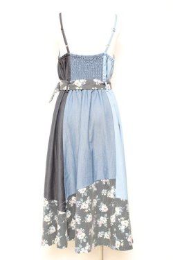 画像2: axes femme / パッチワークワンピース M 青 Y-26-01-31-109-AX-OP-SZ-ZY