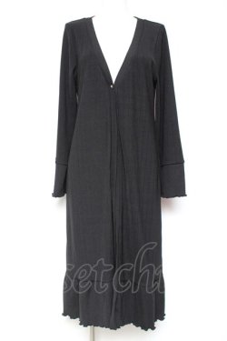 画像1: axes femme / 後ろプリーツロングカーディガン M 黒 Y-26-01-31-114-AX-TO-SZ-ZY