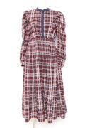 axes femme POETIQUE / 配色チェックワンピース M ワイン Y-26-01-31-117-AX-OP-SZ-ZY