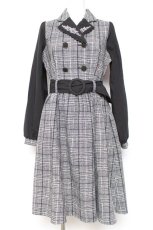 画像1: axes femme POETIQUE / 襟刺繍ドッキングワンピース M 黒 Y-26-01-31-122-AX-OP-SZ-ZH (1)