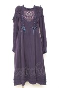axes femme POETIQUE / フロント刺繍長袖ワンピ M 紫 Y-26-01-31-123-AX-OP-SZ-ZY