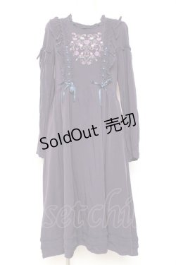 画像1: axes femme POETIQUE / フロント刺繍長袖ワンピ M 紫 Y-26-01-31-123-AX-OP-SZ-ZY
