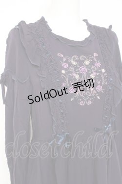 画像3: axes femme POETIQUE / フロント刺繍長袖ワンピ M 紫 Y-26-01-31-123-AX-OP-SZ-ZY