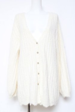 画像1: axes femme POETIQUE / フェザーロングニットカーディガン M 生成り Y-26-01-31-124-AX-TO-SZ-ZT233