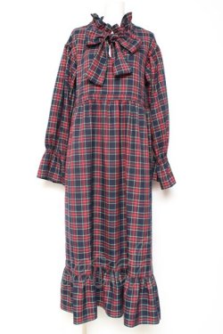 画像1: merry jenny / チェックワンピース  紺 Y-26-01-31-126-LO-OP-SZ-ZY