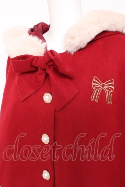 画像3: axes femme kawaii / リボン柄刺繍ケープ M 赤 Y-26-01-31-134-AX-JA-SZ-ZY