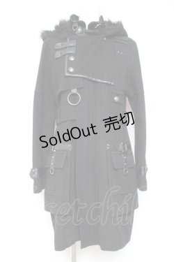 画像1: SEX POT ReVeNGe / ファーフードベルトデザインコート M 黒 Y-26-01-31-137-SP-CO-SZ-ZY