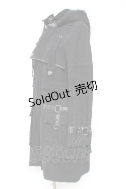 画像2: SEX POT ReVeNGe / ファーフードベルトデザインコート M 黒 Y-26-01-31-137-SP-CO-SZ-ZY