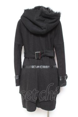 画像3: SEX POT ReVeNGe / ファーフードベルトデザインコート M 黒 Y-26-01-31-137-SP-CO-SZ-ZY