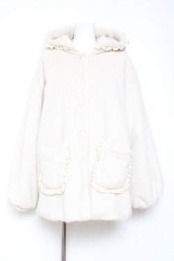 画像1: merry jenny / フリルフードフェイクファージャケット F アイボリー Y-26-01-31-141-LO-CO-SZ-ZY