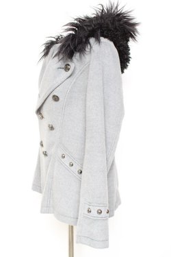 画像2: ALGONQUINS / ファーフードW釦コート  グレー Y-26-01-31-144-AL-CO-SZ-ZY