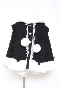 画像1: Ank Rouge / うさちゃんニットポンチョ M 黒 Y-26-01-31-146-CA-CO-SZ-ZY