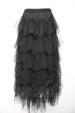 画像1: Ozz oneste / チュールウエーブフリルスカート  黒 Y-26-01-31-147-OO-SK-SZ-ZY