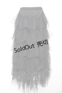 画像1: Ozz oneste / チュールウエーブフリルスカート  黒 Y-26-01-31-147-OO-SK-SZ-ZS
