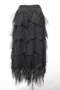 画像2: Ozz oneste / チュールウエーブフリルスカート  黒 Y-26-01-31-147-OO-SK-SZ-ZY