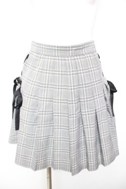 画像1: Ank Rouge / サイドスピンドルチェックプリーツスカート M グレー Y-26-01-31-151-CA-SK-SZ-ZY