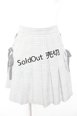 画像1: Ank Rouge / サイドスピンドルチェックプリーツスカート M グレー Y-26-01-31-151-CA-SK-SZ-ZY