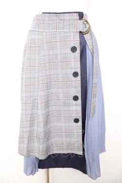 画像1: axes femme / チェック×プリーツスカート M ブルー Y-26-01-31-153-AX-SK-SZ-ZY