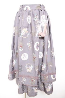 画像1: axes femme / アンティークフルーツ柄スカート  グレージュ Y-26-01-31-160-AX-SK-SZ-ZY