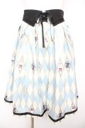 axes femme kawaii / ダイヤ柄襟付きスカート M サックス Y-26-01-31-173-AX-SK-SZ-ZY