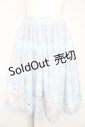 axes femme kawaii / ランドリー柄スカート M サックス Y-26-01-31-177-AX-SK-SZ-ZI