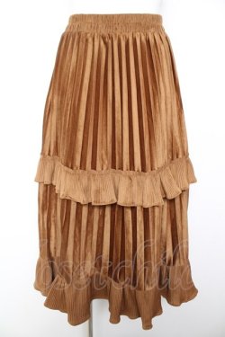 画像1: axes femme / フリルベロアスカート M キャメル Y-26-01-31-179-AX-SK-SZ-ZY