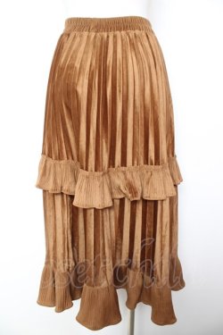 画像2: axes femme / フリルベロアスカート M キャメル Y-26-01-31-179-AX-SK-SZ-ZY