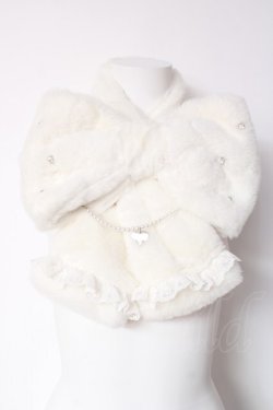 画像1: NOEMIE / リボンファーマフラー  白 Y-26-01-31-030-LO-ZA-SZ-ZY