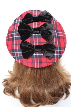 画像1: axes femme kawaii / タータンチェックベレー帽  赤 Y-26-01-31-033-AX-AC-SZ-ZY