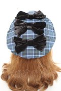 axes femme kawaii / タータンチェックベレー帽  青 Y-26-01-31-034-AX-AC-SZ-ZY