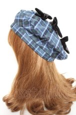 画像3: axes femme kawaii / タータンチェックベレー帽  青 Y-26-01-31-034-AX-AC-SZ-ZTK033 (3)