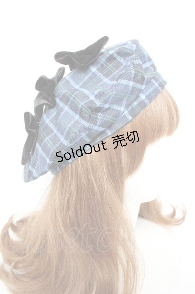 画像4: axes femme kawaii / タータンチェックベレー帽  青 Y-26-01-31-034-AX-AC-SZ-ZTK033 (4)