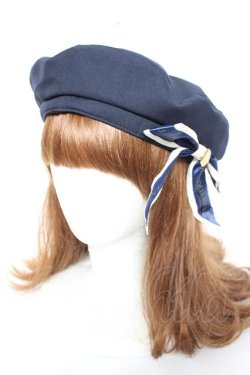 画像1: Amavel / リボン付マリンベレー帽  ネイビー Y-26-01-31-035-CA-AC-SZ-ZY