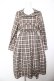 画像1: F＆A / ダブルボタンパイピング開襟チェックワンピース  ブラウン Y-26-02-01-045-LO-SK-SZ-ZY (1)