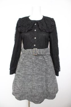 画像1: Jamieエーエヌケー / ツイードドッキングワンピース M 黒 Y-26-02-01-046-LO-OP-SZ-ZY