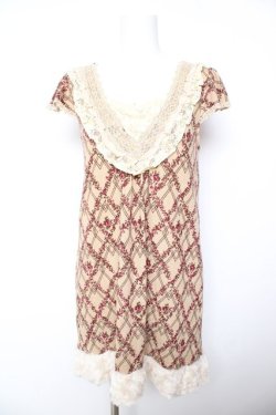 画像1: axes femme / ファー付きプリントニットチュニ  茶 Y-26-02-01-051-AX-OP-SZ-ZY