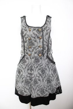 画像1: axes femme / ティペット付きW釦ワンピース M 黒 Y-26-02-01-054-AX-OP-SZ-ZY