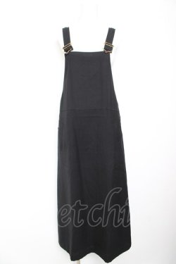 画像1: PINK HOUSE / ロゴ刺繍サロペットスカート  黒 Y-26-02-01-067-LO-OP-SZ-ZY