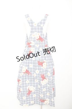 画像2: PINK HOUSE / ギンガムひなぎくブーケ柄サロペット F 青 Y-26-02-01-068-LO-OP-SZ-ZY
