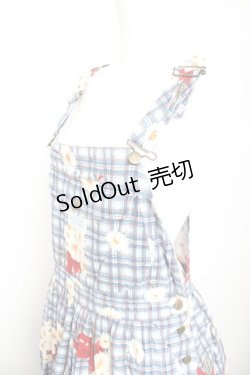 画像3: PINK HOUSE / ギンガムひなぎくブーケ柄サロペット F 青 Y-26-02-01-068-LO-OP-SZ-ZY