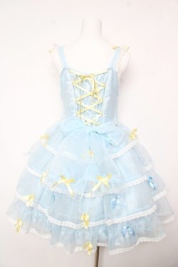 画像2: BABY, THE STARS SHINE BRIGHT / Eternal Ribbon Featheryジャンパースカート  サックス Y-26-02-01-069-BA-OP-SZ-ZY