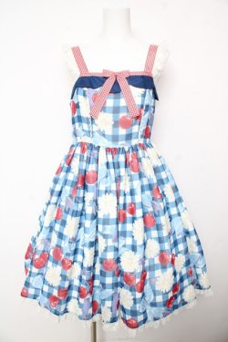 画像1: Angelic Pretty / Sweet Cherry Margaretジャンパースカート  青 Y-26-02-01-070-AP-OP-SZ-ZY