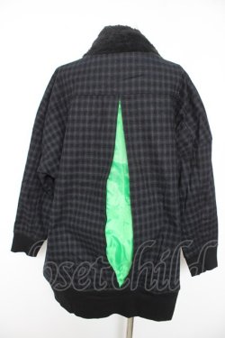 画像2: MINT NeKO / バックスリットボア切替コート  紺×黒×緑 Y-26-02-01-088-HN-JA-KB-ZY