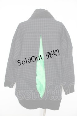 画像2: MINT NeKO / バックスリットボア切替コート  紺×黒×緑 Y-26-02-01-088-HN-JA-KB-ZTC070