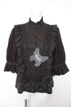 画像1: Sheglit / "Florence"フリルブラウス M 黒 Y-26-02-01-010-EL-BL-SZ-ZY